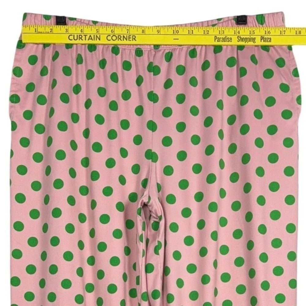 KATE SPADE New York Jersey Pajama Pants, Pink with Green Polka Dots, Size XL